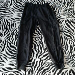BCBGMaxAzaria loose light Cain black cargo jogger cuffed pants trousers